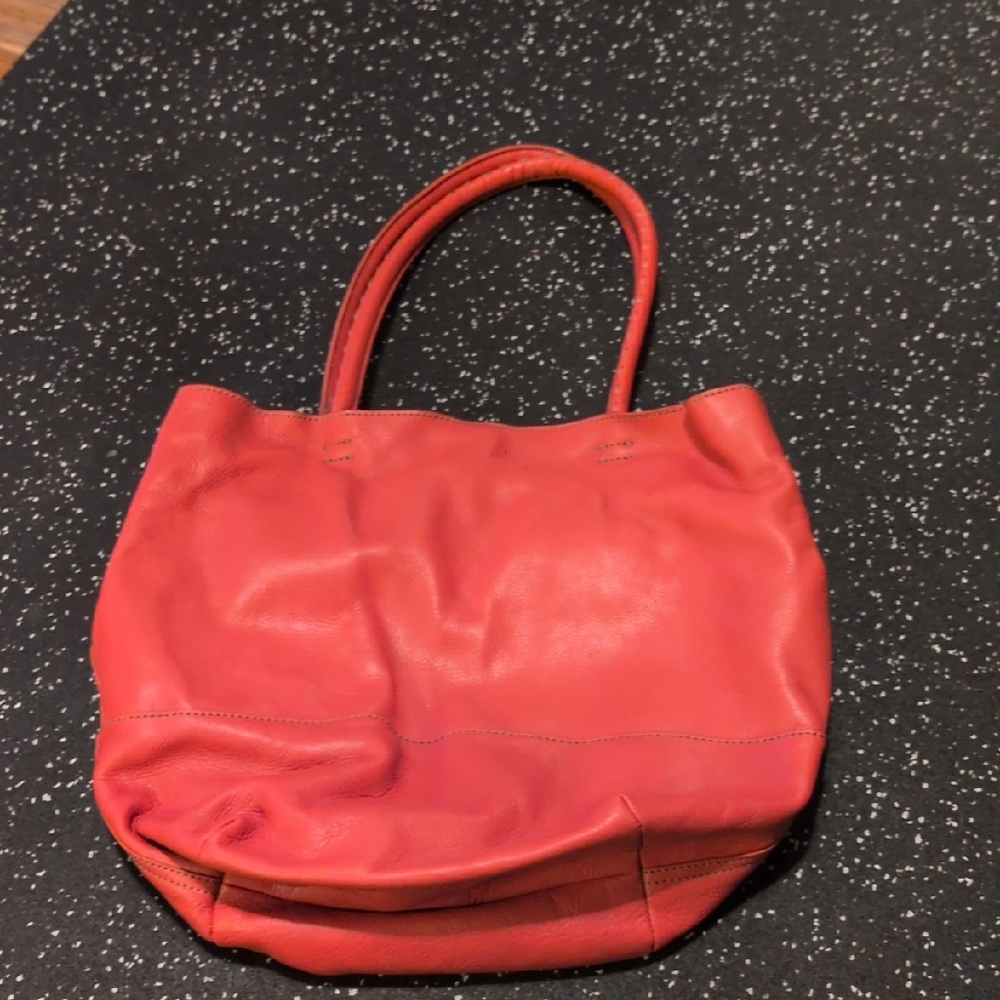 Elegant Red Leather Tote Bag
